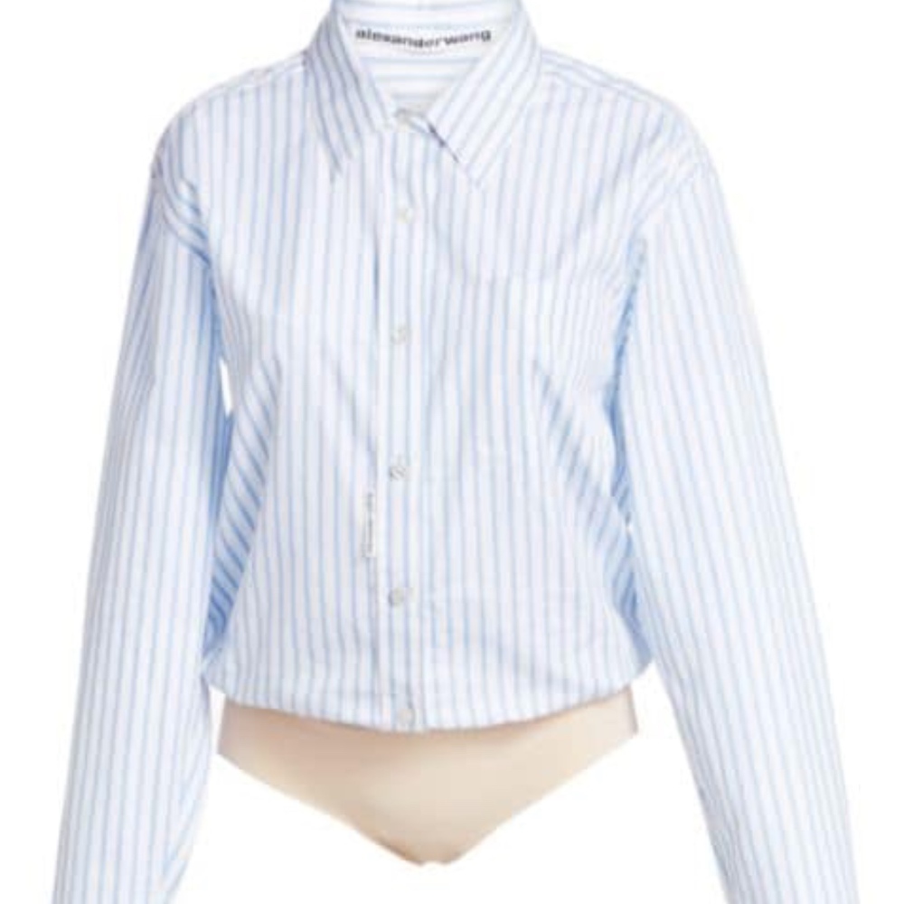 NEW Alexander Wang Stripe Button Bodysuit